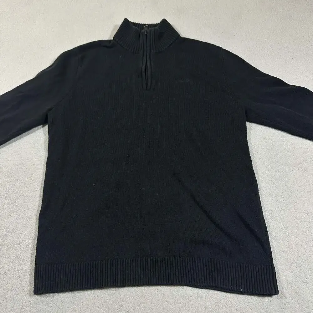 Hollister California Black Quarter Zip Sweater Mens Small Embroidered Logo